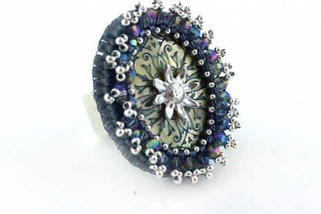 Orné de Fleurs Ring - Blue